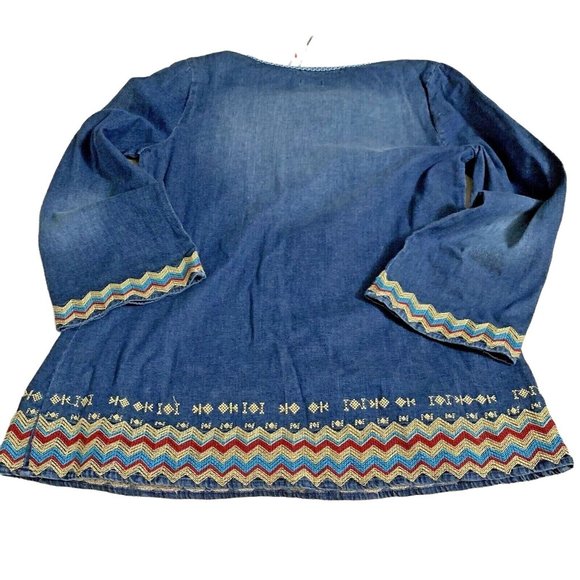 Tasha Polizzi Collection, Designer, Embroidered Denim Tunic Size Medium - Picture 3 of 9